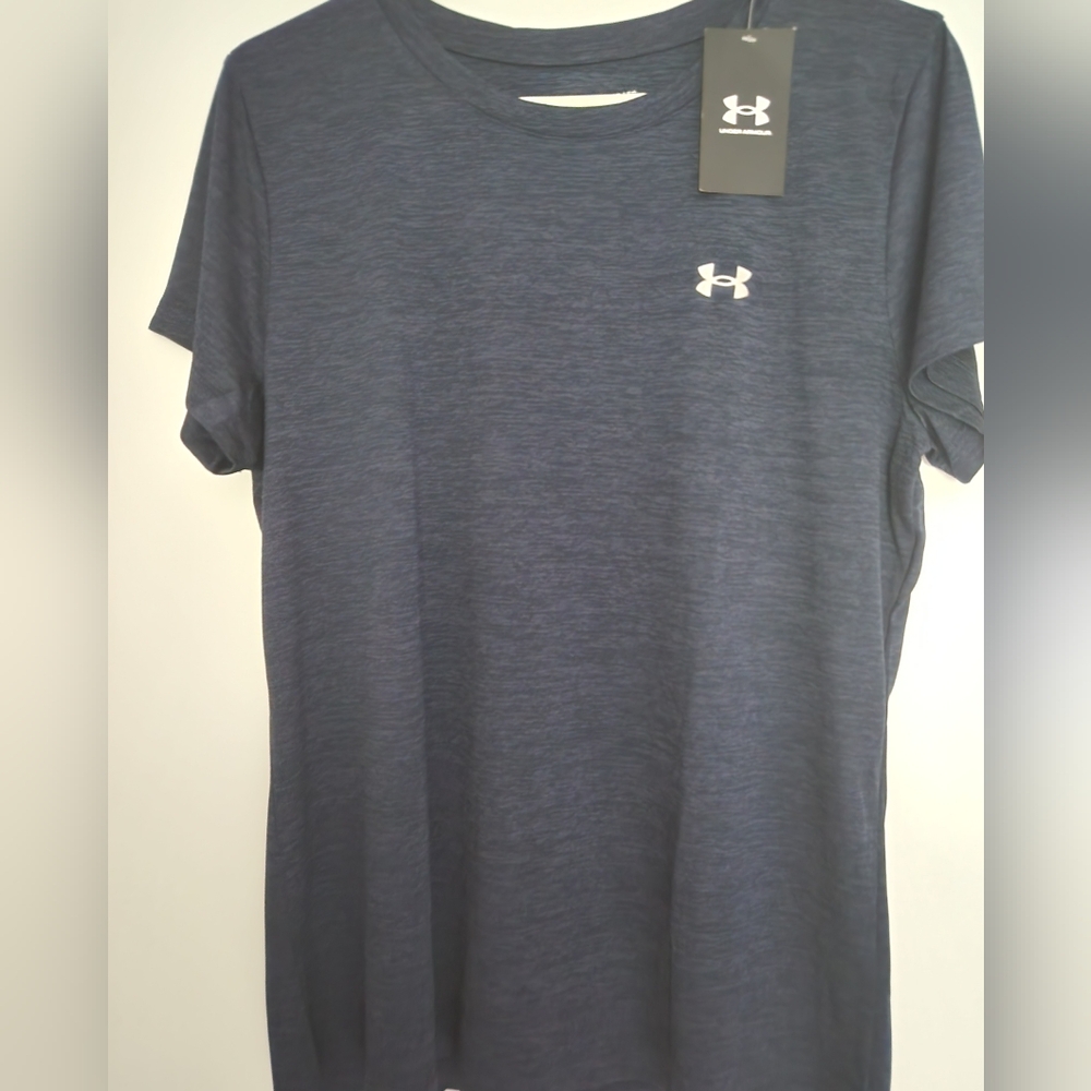NWT Under Armour Heatgear Blue Performance Loose Women's XL Short Sleeve Tee